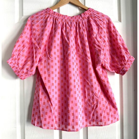NWT size S‎ Never A Wallflower pink 9 dot punch marakesh blouse top short slv - Picture 6 of 11